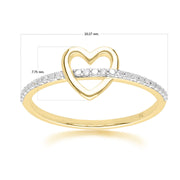 Love Heart Diamond Band Ring in 9ct Yellow Gold