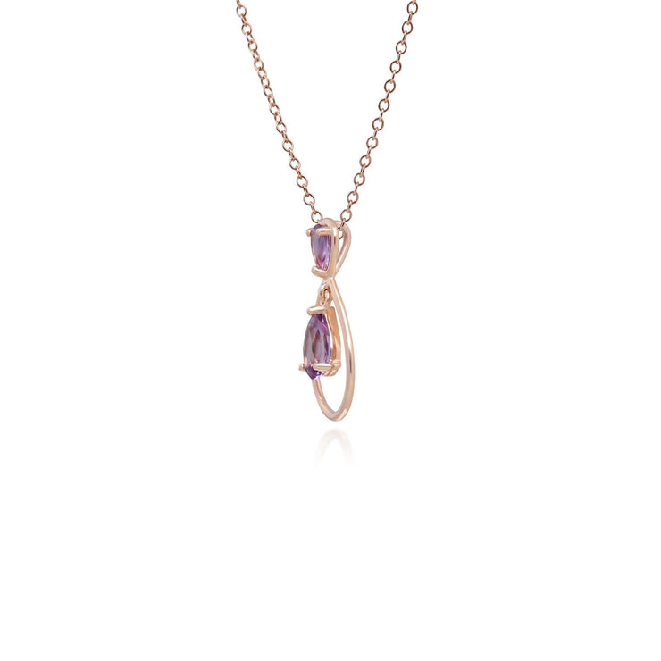 Classic Pear Cut Amethyst Drop Pendant in 9ct Rose Gold