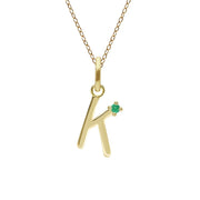 Initial Emerald Letter Necklace In 9ct Yellow Gold