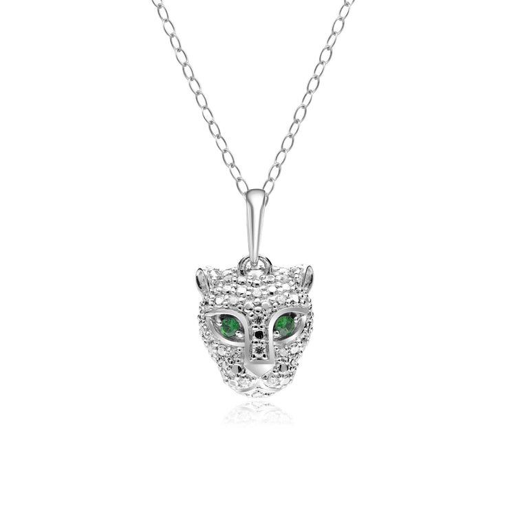 ECFEW™ 'The Unifier' Tsavorite & Diamond Cheetah Pendant in 9ct White Gold