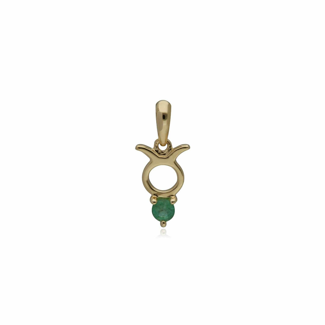 135P1996019 Emerald Taurus Zodiac Charm Necklace in 9ct Yellow Gold 3