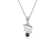 Sapphire Virgo Zodiac Charm Necklace in 9ct White Gold