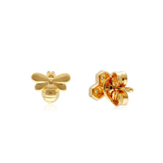 Honeycomb Inspired Mismatched Diamond Bee Earrings in 9ct Yellow Gold