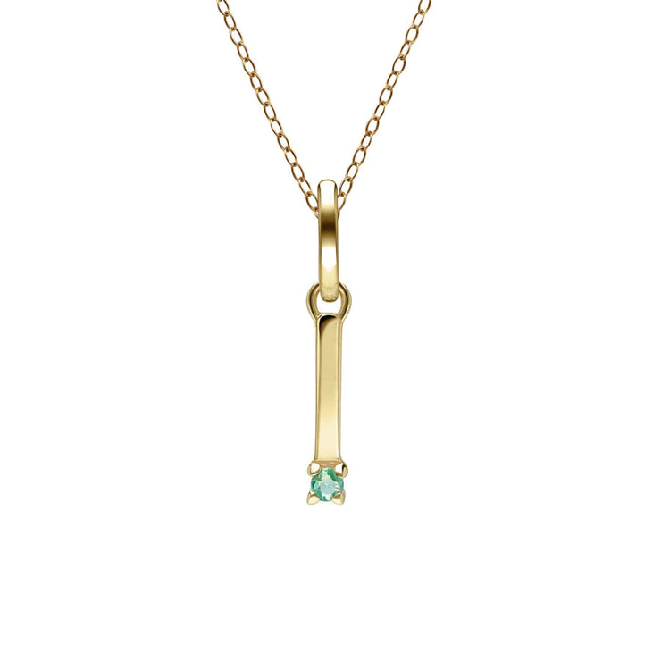 Initial Emerald Letter Necklace In 9ct Yellow Gold