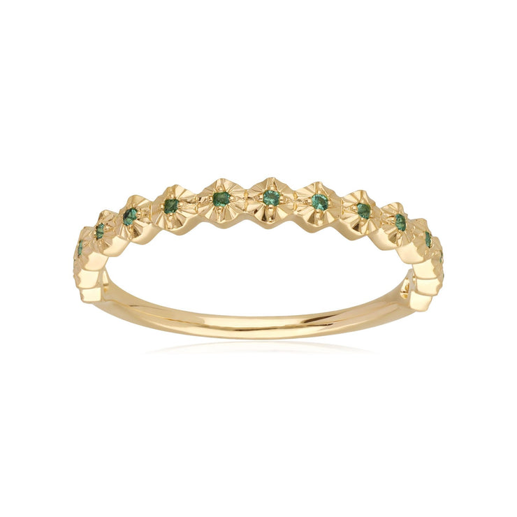 9ct Yellow Gold 0.045ct Emerald Band Ring