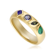 Coded Whispers Brushed Gold 'Live' Acrostic Gemstone Ring