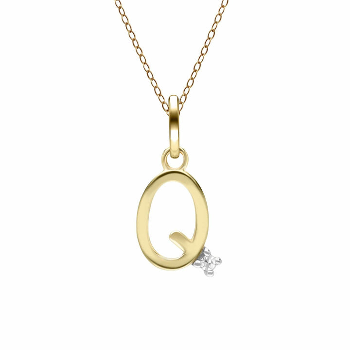 191P0757019 Initial Diamond Letter Necklace In 9ct Yellow Gold 18