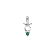 Emerald Taurus Zodiac Charm Necklace in 9ct White Gold