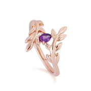 O Leaf Amethyst Necklace & Ring Set in 9ct Rose Gold