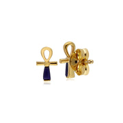 ECFEW™ 'The Ruler' Lapis Lazuli Ankh Stud Earrings