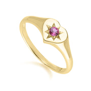 ECFEW™ 'The Liberator' Rhodolite Heart Ring in 9ct Yellow Gold