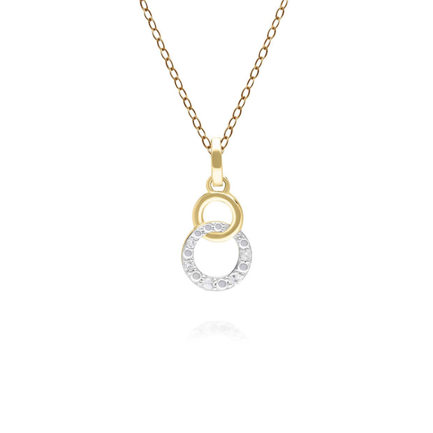 Diamond Pave Interlocking Hoop Pendant in 9ct Yellow Gold