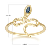 ECFEW™ Sapphire Winding Snake Ring in 9ct Yellow Gold