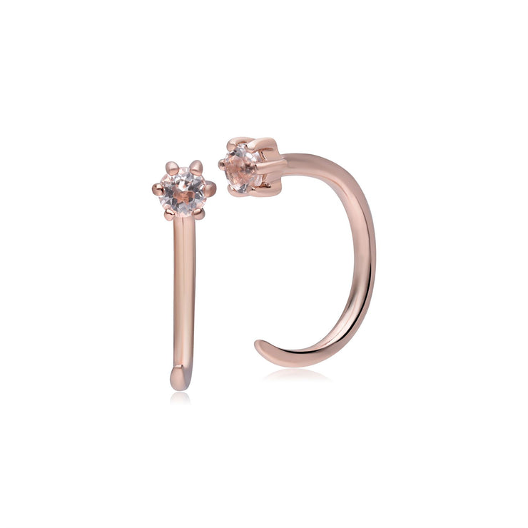 Morganite Pull Through Hoop Earrings in 9ct Rose Gold