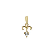 White Topaz Aries Zodiac Charm in 9ct Yellow Gold