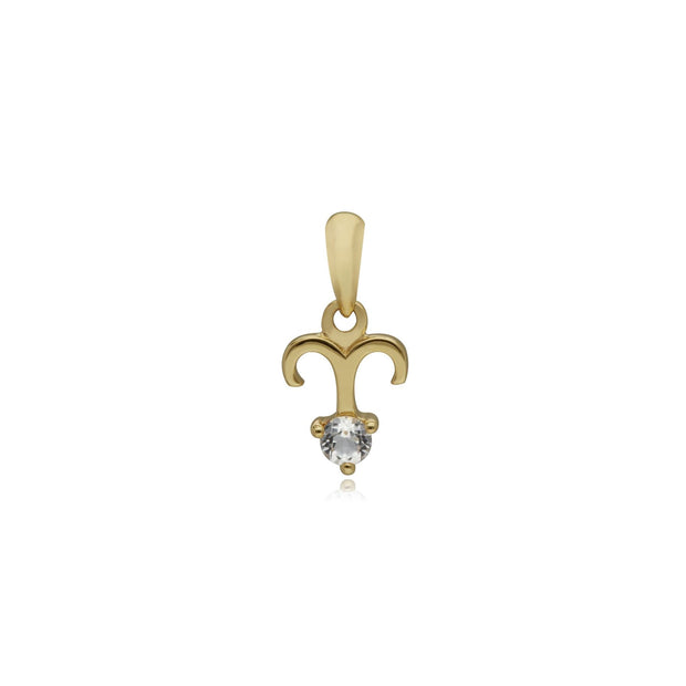 White Topaz Aries Zodiac Charm in 9ct Yellow Gold