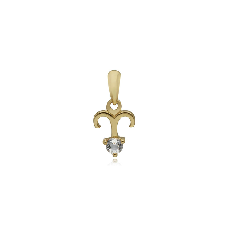 White Topaz Aries Zodiac Charm in 9ct Yellow Gold