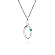 Initial Emerald Letter Charm Necklace in 9ct White Gold