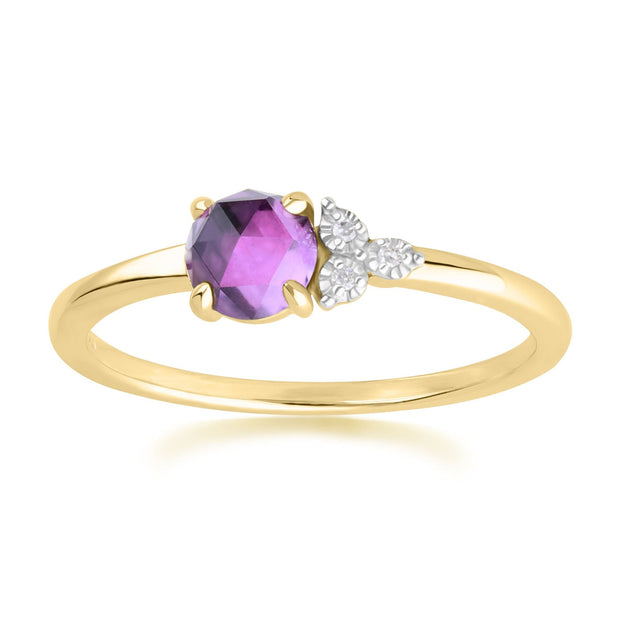 Classic Amethyst & Diamond Ring in 9ct Yellow Gold