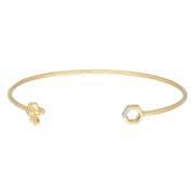 Honeycomb Inspired Diamond Hexagon Bee Bangle in 9ct Yellow Gold