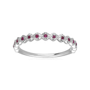 9ct White Gold 0.090ct Ruby Band Ring