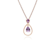 Classic Pear Cut Amethyst Drop Pendant in 9ct Rose Gold