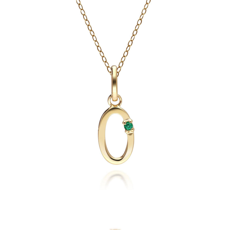 Initial Emerald Letter Necklace In 9ct Yellow Gold