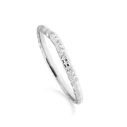 Diamond Pave Hammered  Band Ring in 9ct White Gold