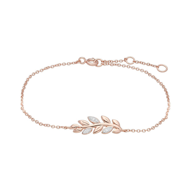 O Leaf Diamond Bracelet & Ring Set in 9ct Rose Gold