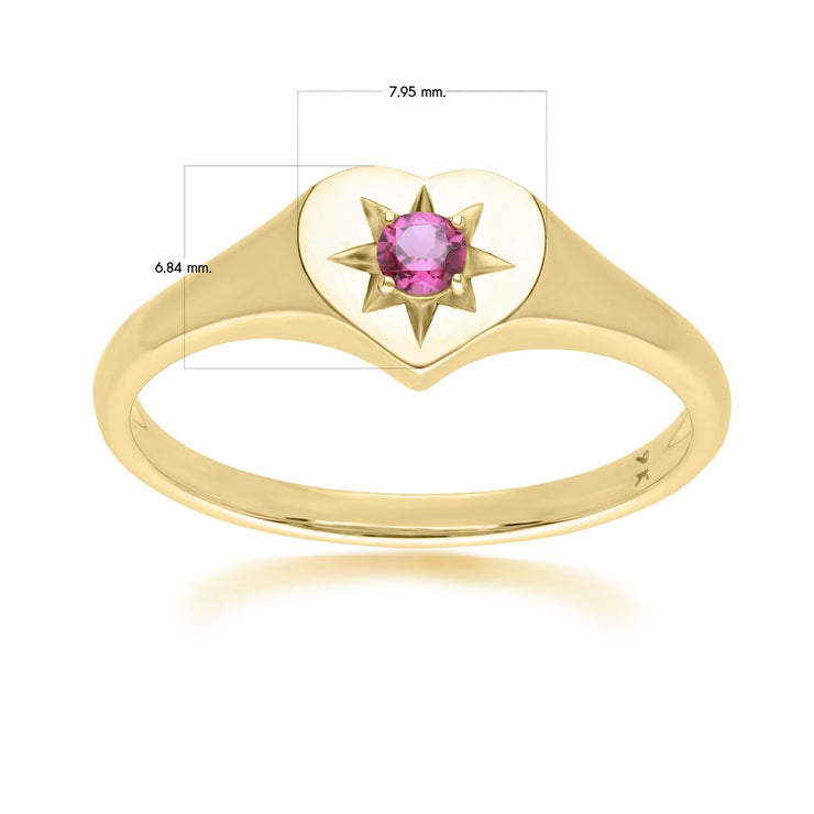 ECFEW™ 'The Liberator' Rhodolite Heart Ring in 9ct Yellow Gold