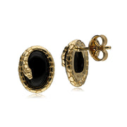 ECFEW™ 'The Ruler' Onyx Winding Snake Stud Earrings