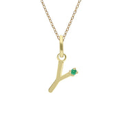 Initial Emerald Letter Necklace In 9ct Yellow Gold