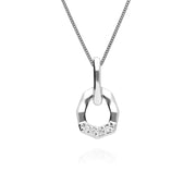 Diamond Pave Asymmetrical Pendant & Ring Set in 9ct White Gold