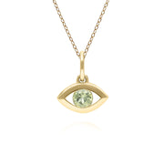 ECFEW™ Dainty Evil Eye Peridot Pendant in 9ct Yellow Gold