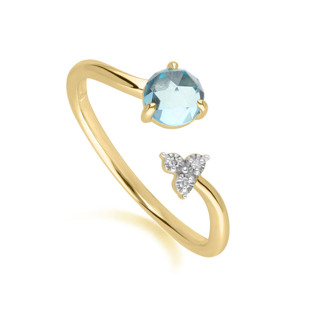 Classic Light Swiss Blue Topaz Open Ring in 9ct Yellow Gold