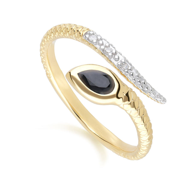 ECFEW™ Sapphire & Diamond Snake Ring in 9ct Yellow Gold