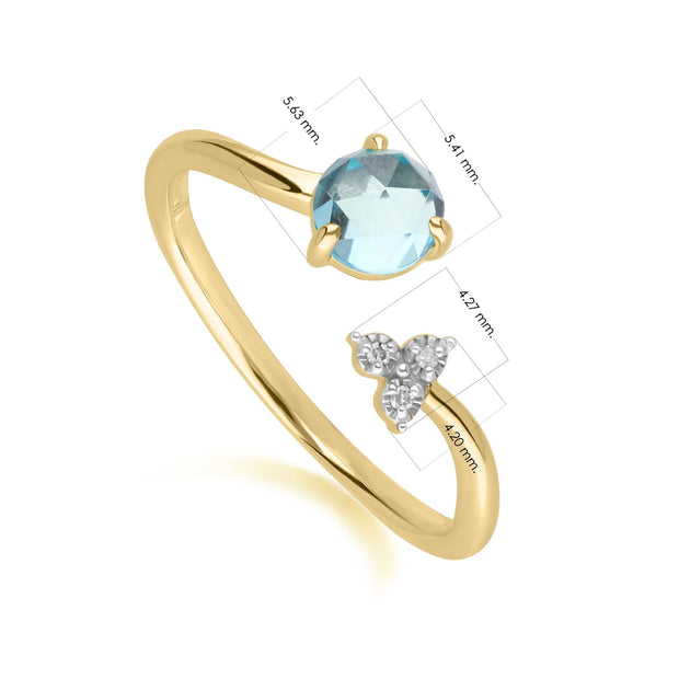 Classic Light Swiss Blue Topaz Open Ring in 9ct Yellow Gold