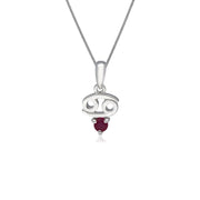 Ruby Cancer Zodiac Charm Necklace in 9ct White Gold