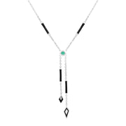 Grand Deco Enamel & Emerald Negligee Necklace in 9ct White Gold