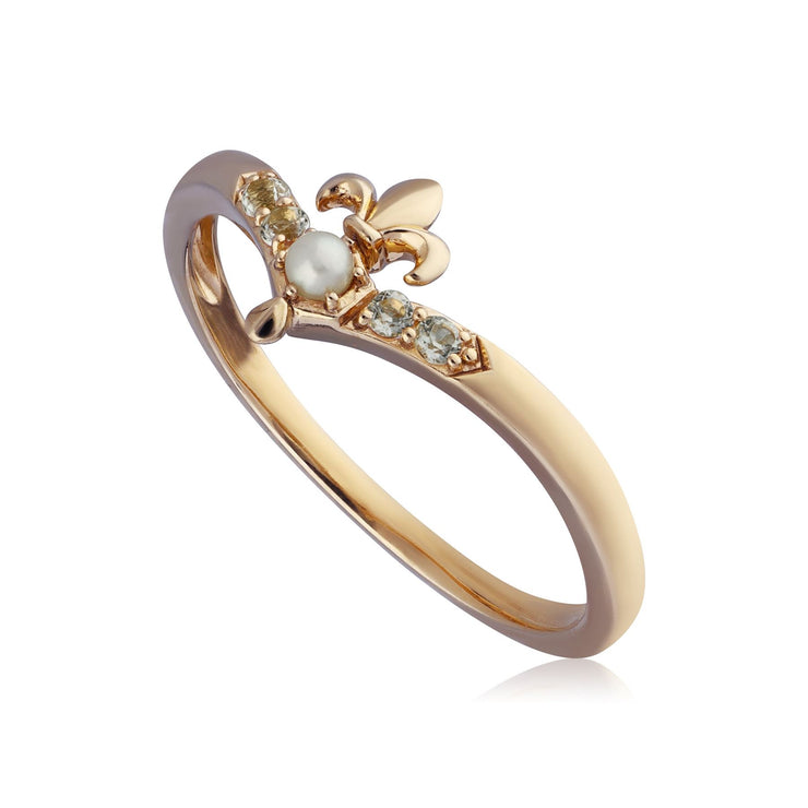 Pearl Fleur De Lis Wishbone Ring