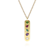 Coded Whispers Brushed Gold 'Dream' Acrostic Gemstone Pendant