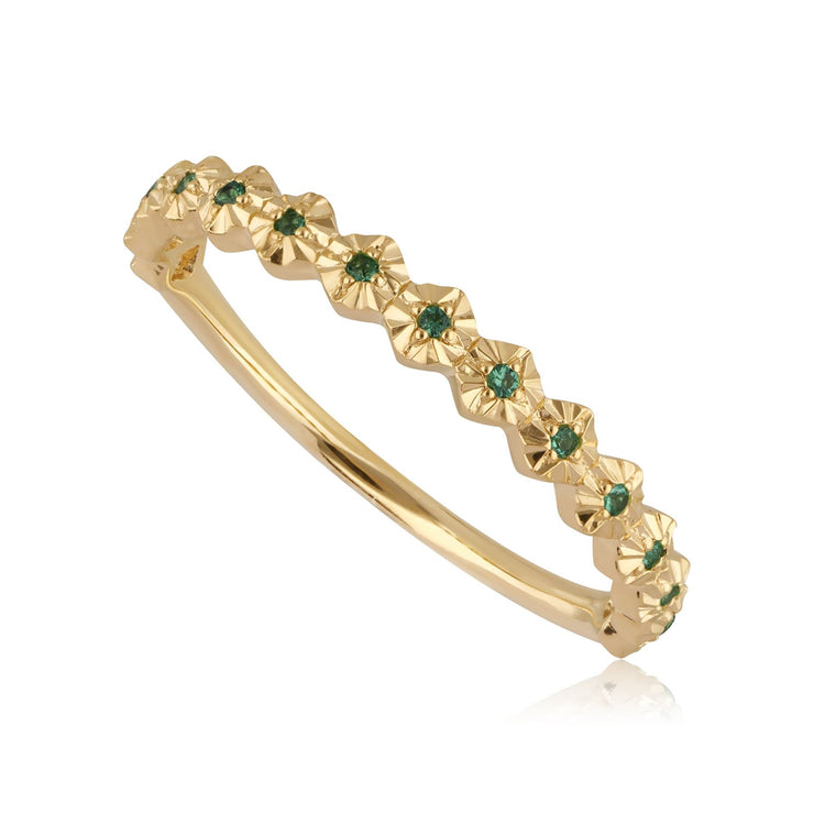 9ct Yellow Gold 0.045ct Emerald Band Ring