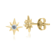 Night Sky Topaz Star Stud Earrings in 9ct Yellow Gold