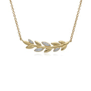 O Leaf Diamond Necklace and Ring Set in 9ct Yellow Gold