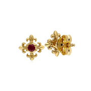 ECFEW™ 'The Liberator' Ruby Fleur De Lis Stud Earrings