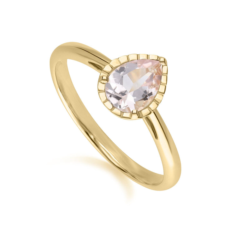 Classic Pear Morganite Ring in 9ct Yellow Gold