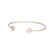 Diamond Pavé Hexagon Open Bangle in 9ct Rose Gold