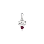 Ruby Cancer Zodiac Charm Necklace in 9ct White Gold