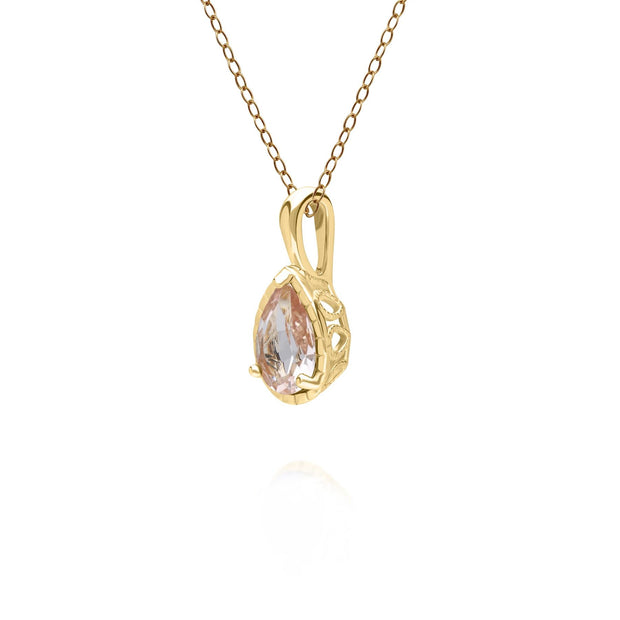 Classic Pear Morganite Pendant in 9ct Yellow Gold