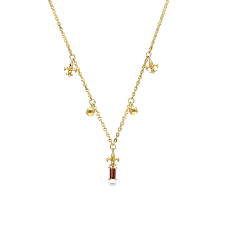 ECFEW™ 'The Liberator' Garnet Fleur De Lis Choker Necklace